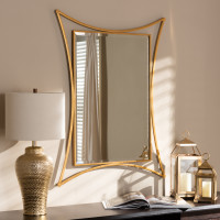 Baxton Studio RXW-6231 Melia Modern and Contemporary Antique Gold Finished Rectangular Accent Wall Mirror